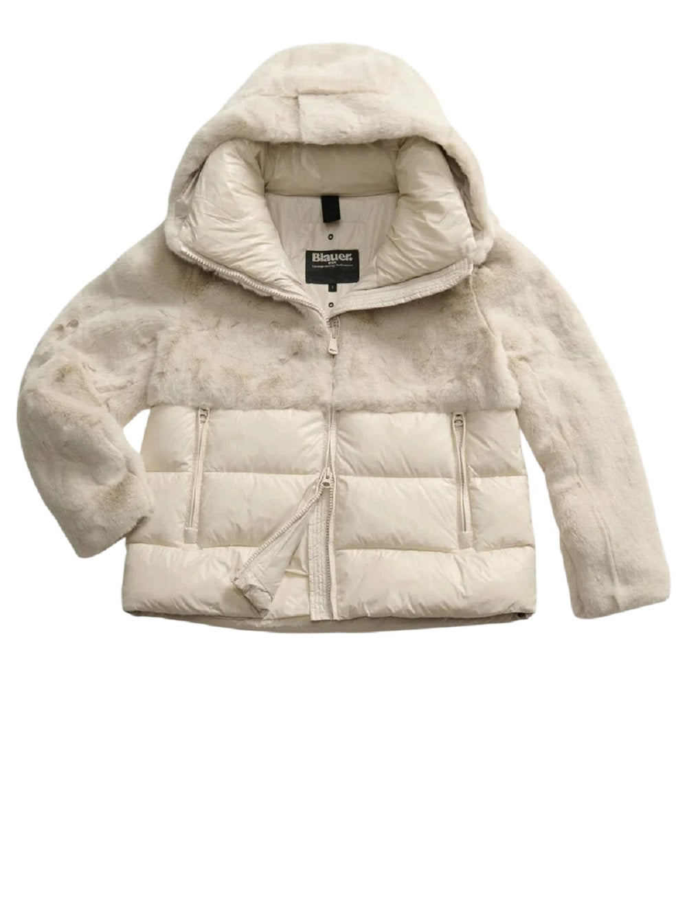 BLAUER Women’s Faux Fur and Nylon Jacket with Hood