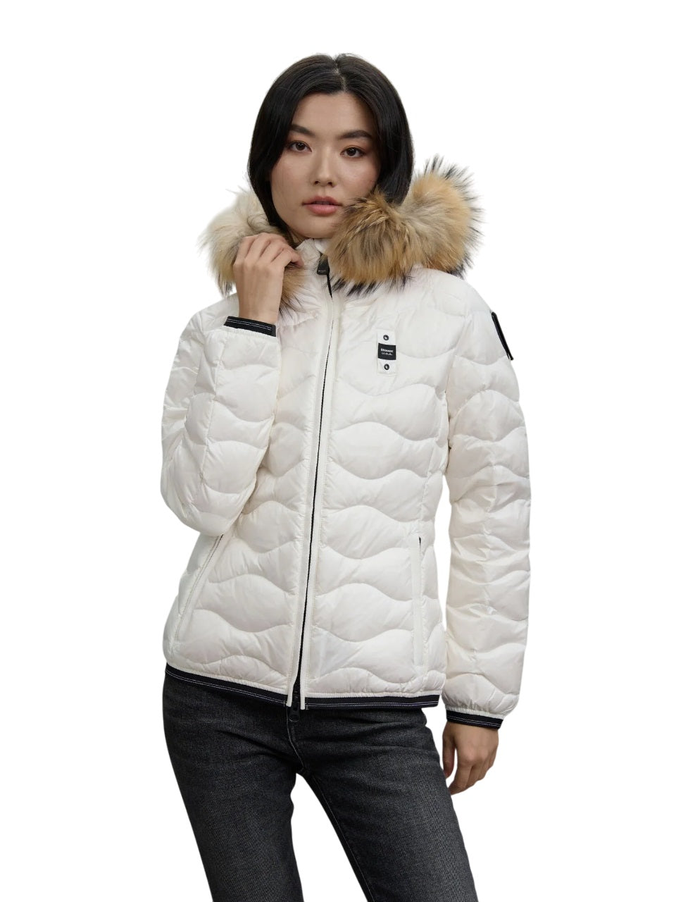 BLAUER Stylish Down Jacket with Removable Fur Trim - Women’s Lightweight Design