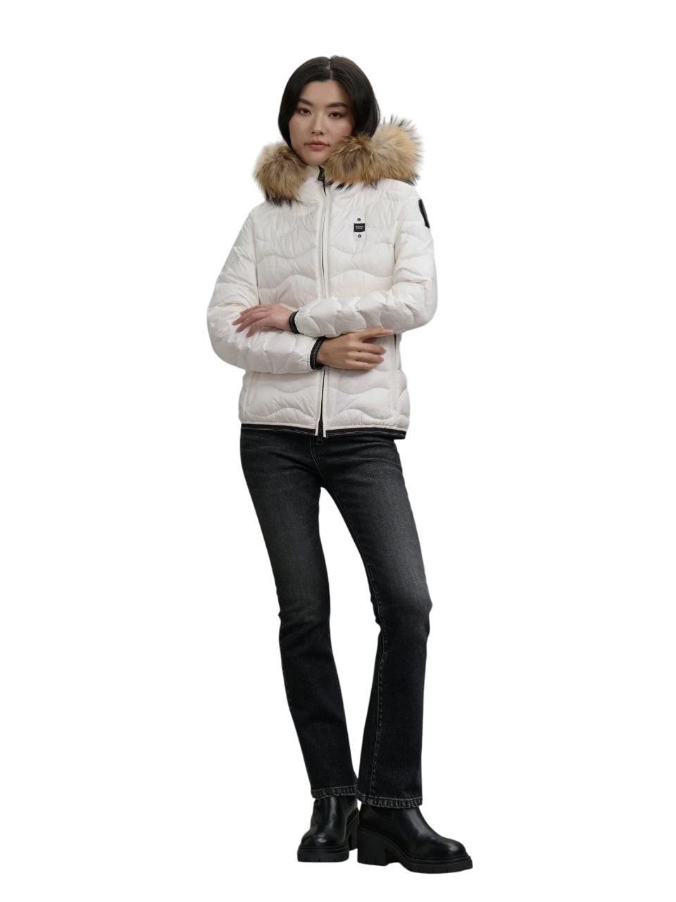 BLAUER Stylish Down Jacket with Removable Fur Trim - Women’s Lightweight Design