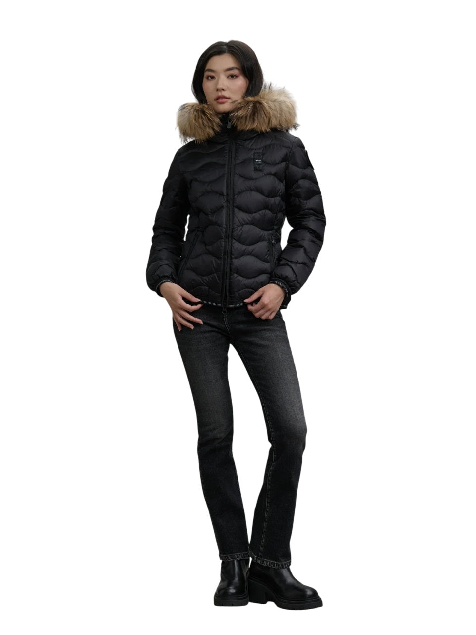 BLAUER Elegant Down Jacket with Removable Fur Trim for Women