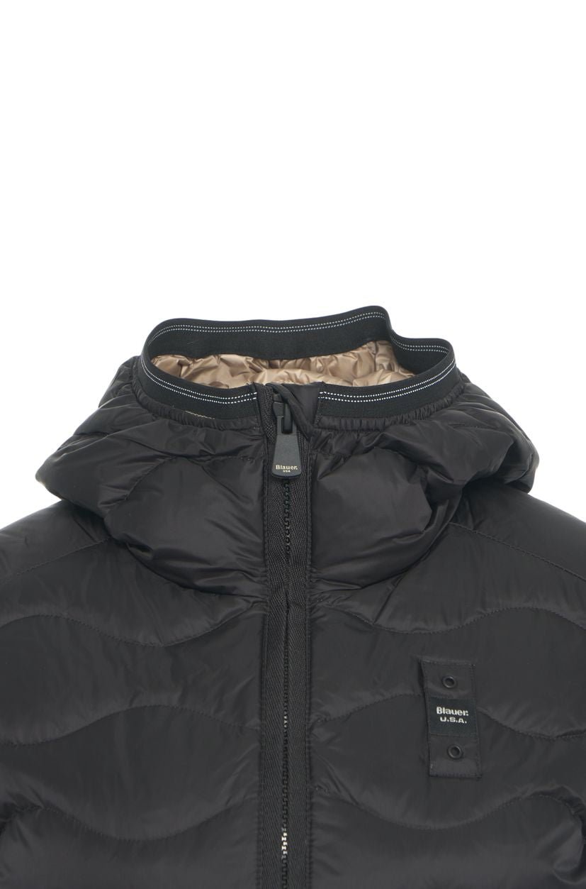 BLAUER Wavy Quilted Down Jacket with Hood