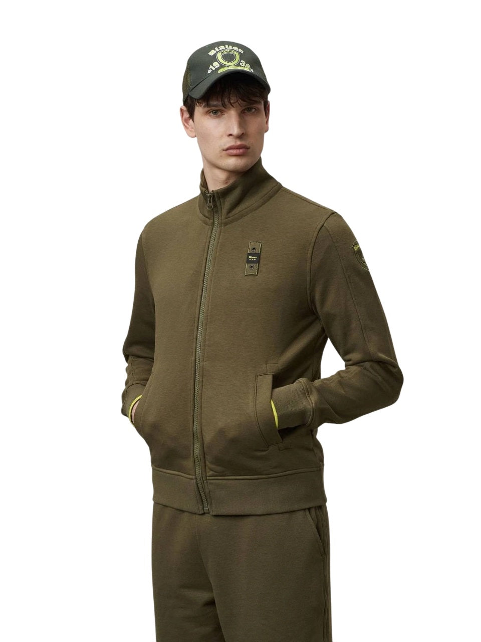 BLAUER High Collar Zip-Up Sweatshirt for Men