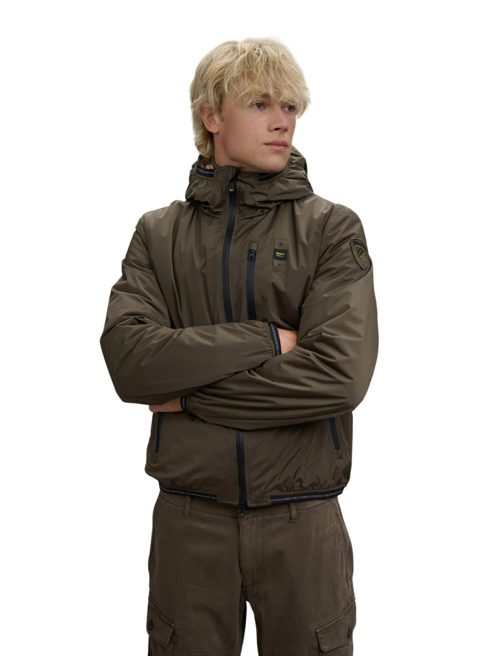 BLAUER Men's Windbreaker with Faux Fur Lining