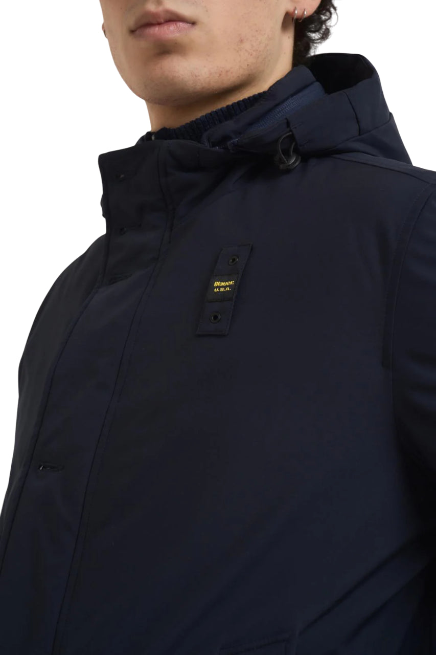 BLAUER Military-Inspired Long Windbreaker for Men