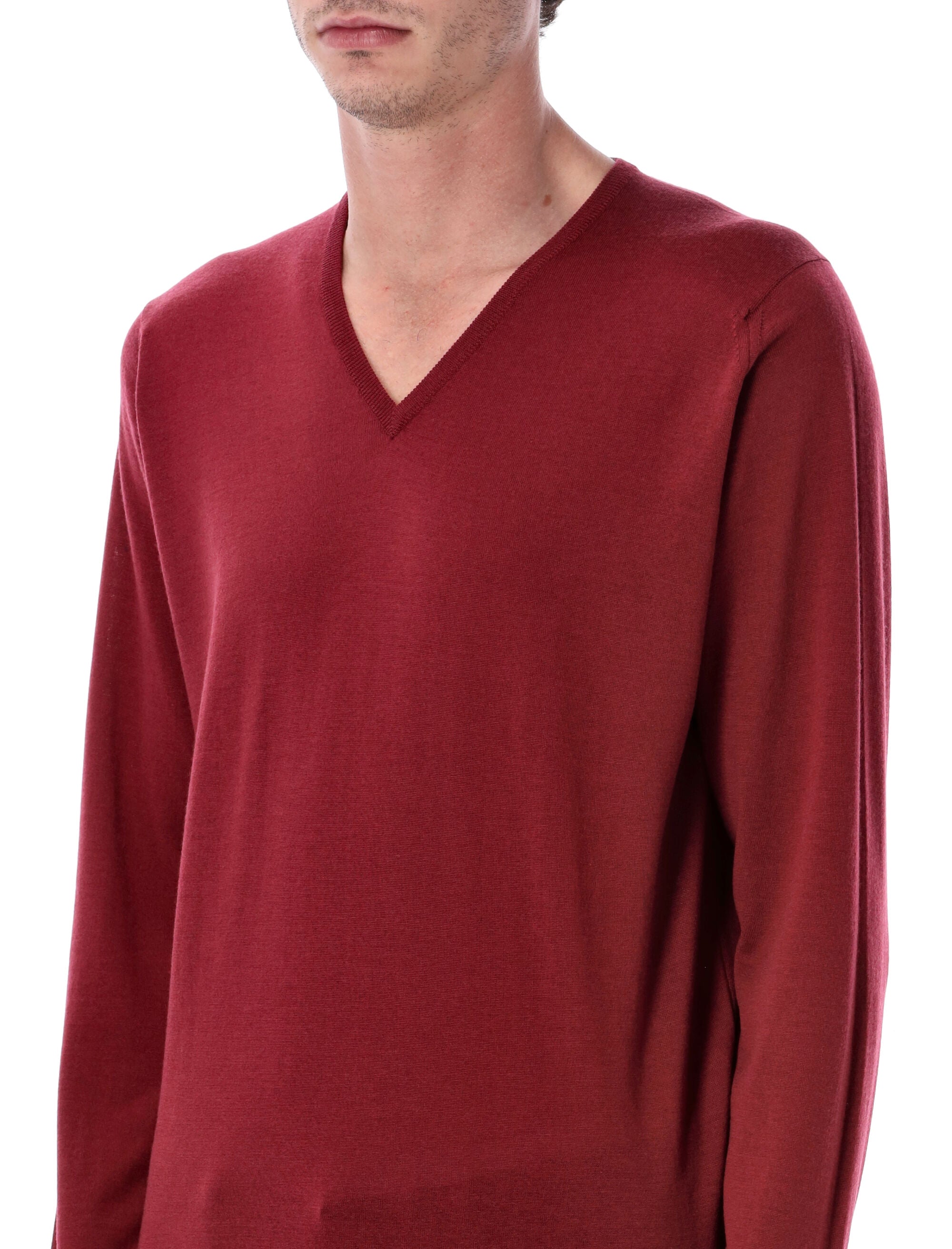 JOHN SMEDLEY Extra Fine Merino Wool V-Neck Jumper - Standard Fit