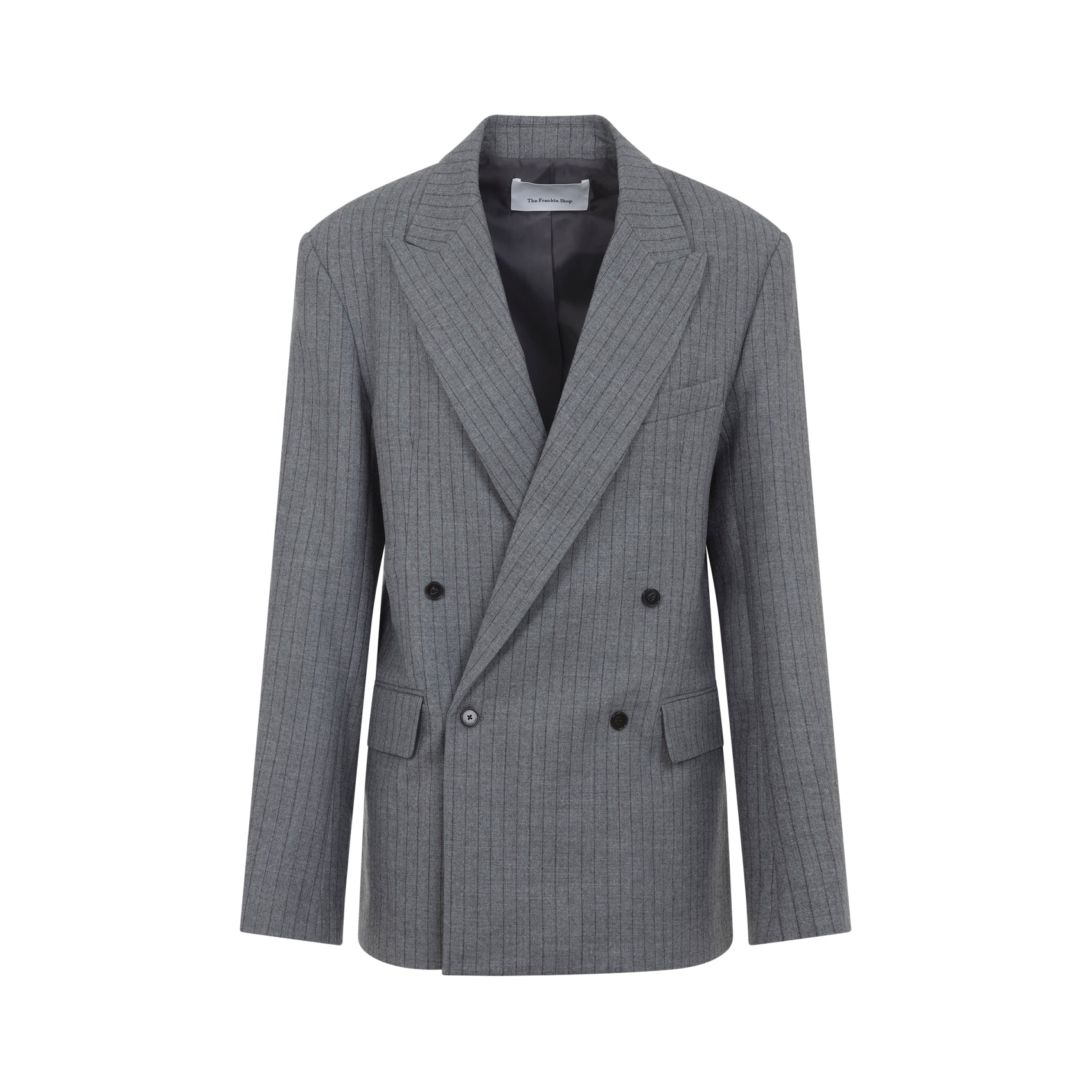 THE FRANKIE SHOP Double Breasted Pinstripe Blazer