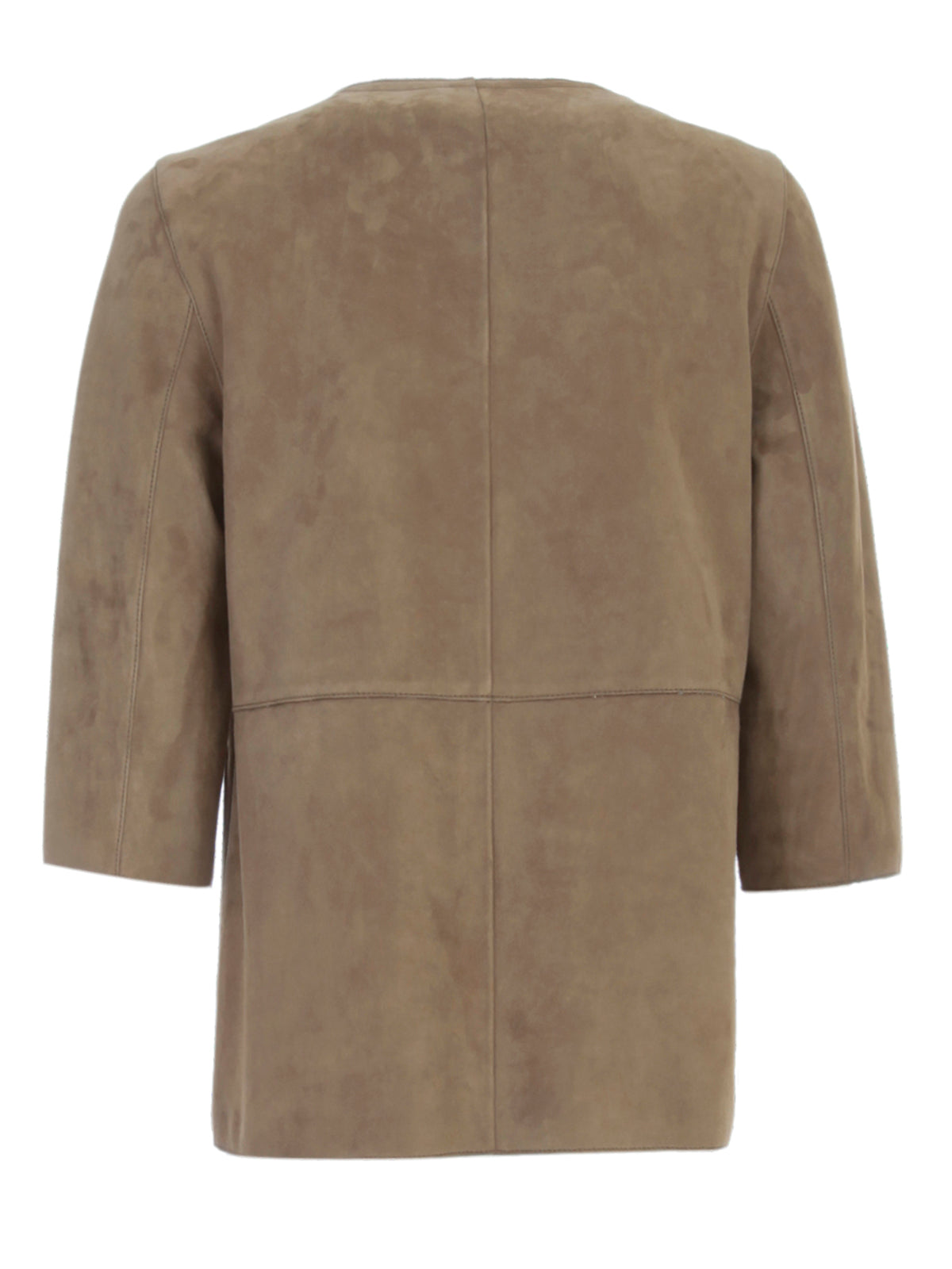 THE JACKIE LEATHERS Women's Goat Suede Jacket Crew Neck 3/4 Sleeve