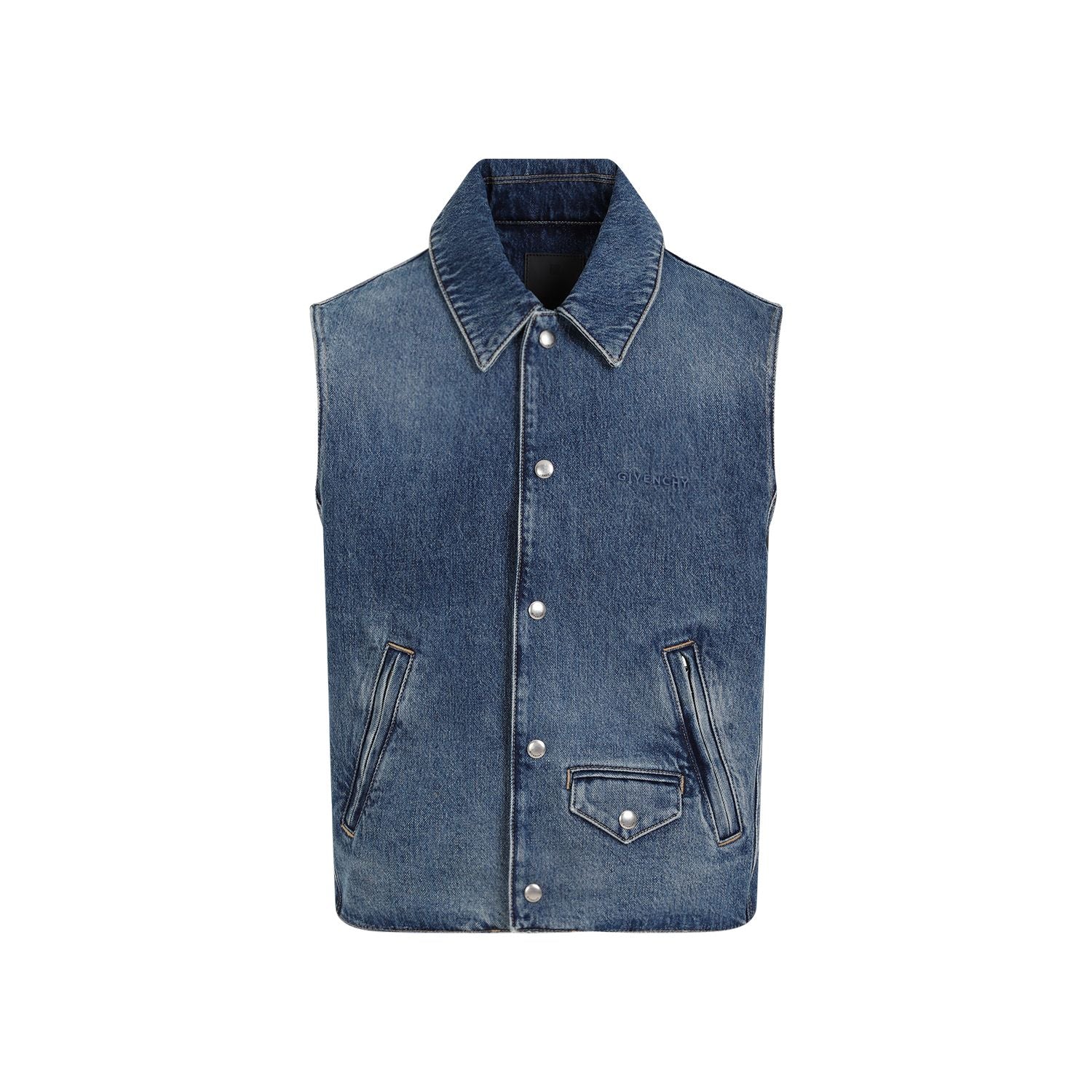 GIVENCHY Classic Denim Cotton Vest for Men