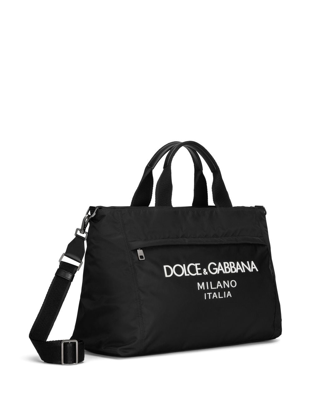 DOLCE & GABBANA Stylish Leather Handbag with Front Zip Pocket