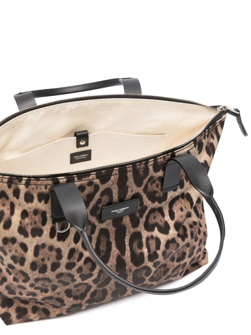 DOLCE & GABBANA Leopard Print Nylon Adamo Shopper Bag