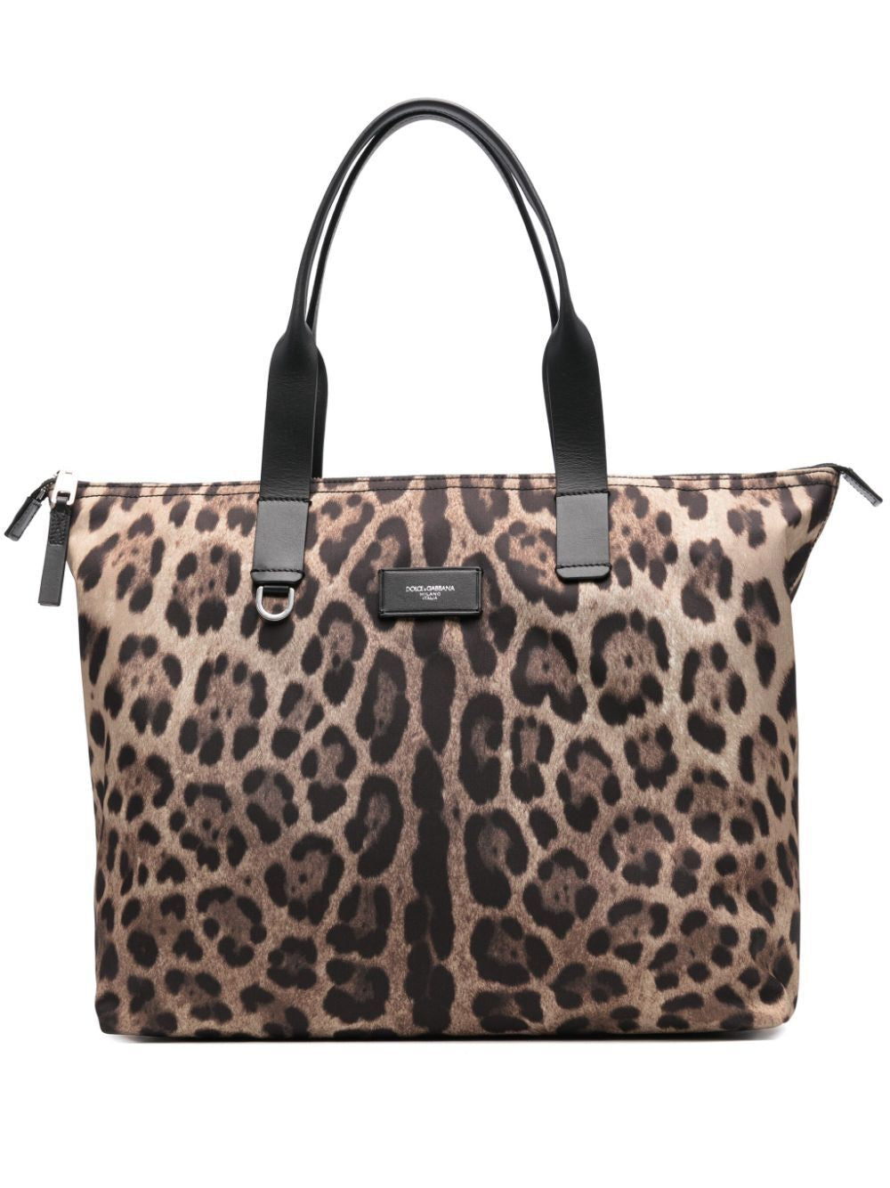 DOLCE & GABBANA Leopard Print Nylon Adamo Shopper Bag