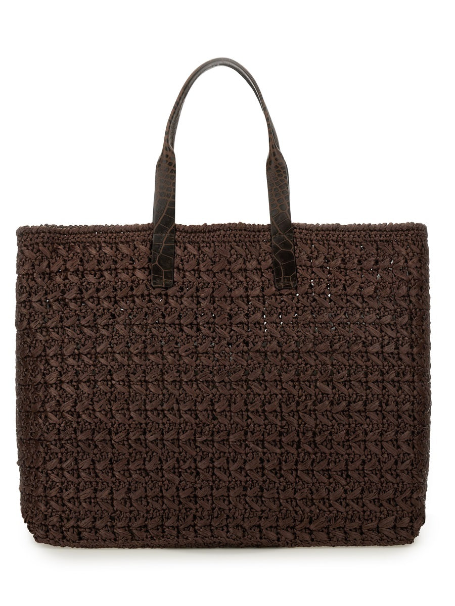 DOLCE & GABBANA Woven Mesh Shopping Handbag