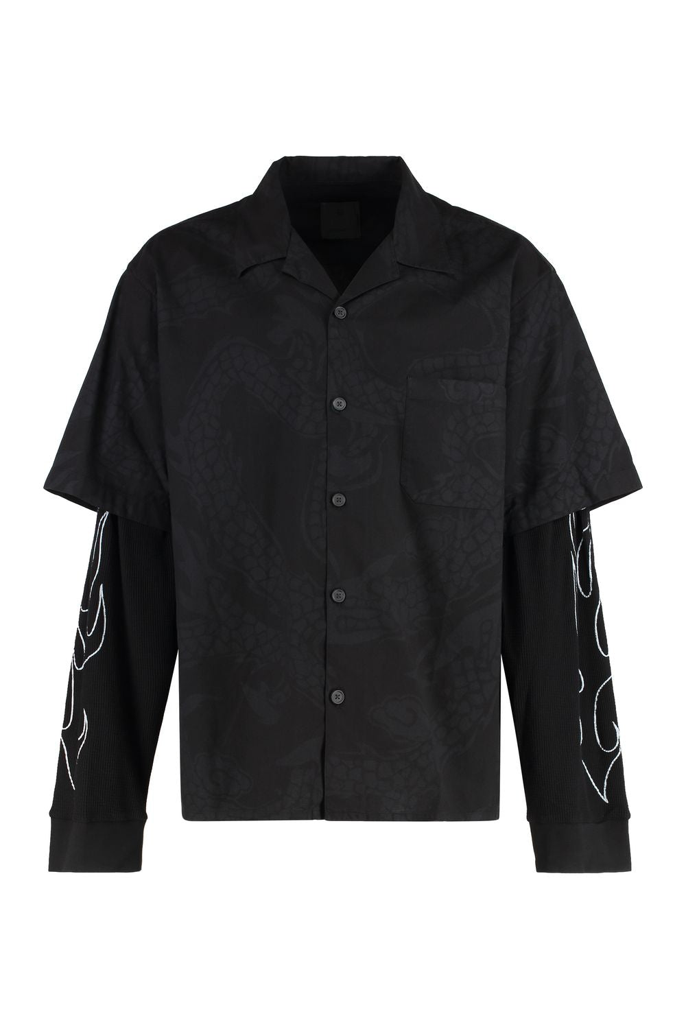 GIVENCHY Essential Cotton Shirt with Front Pocket and Side Slits