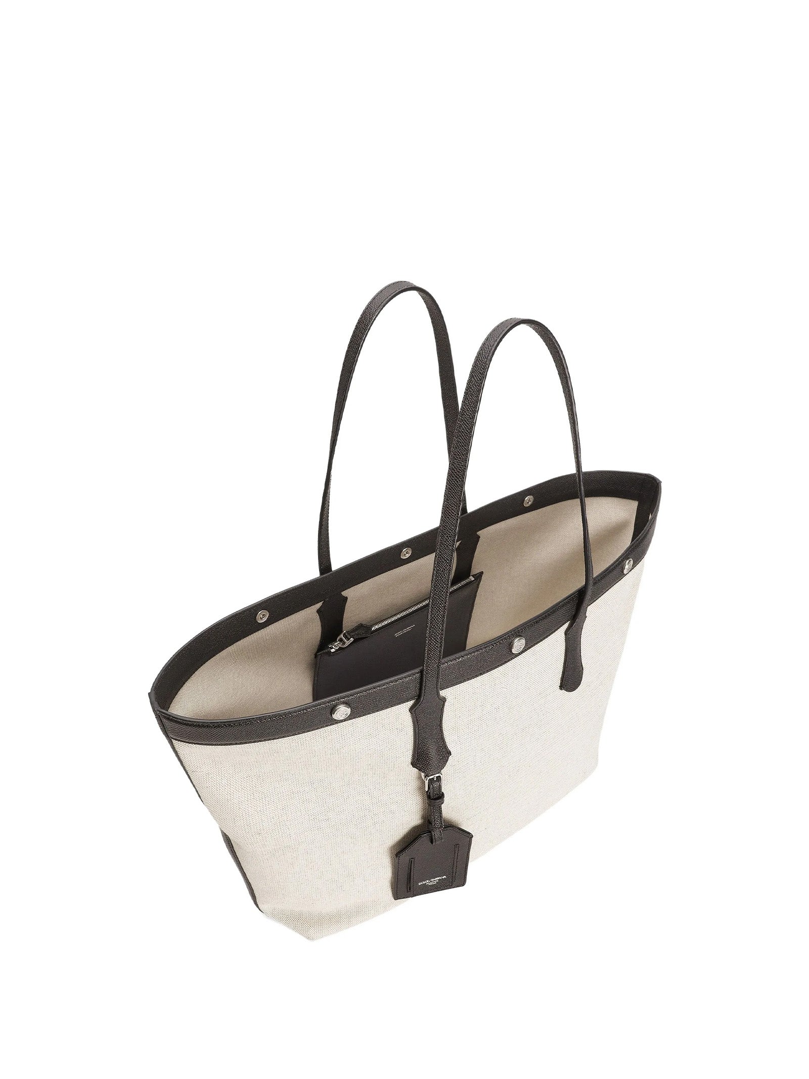 DOLCE & GABBANA Canvas Shoulder Handbag with Detachable Pouch - FW25