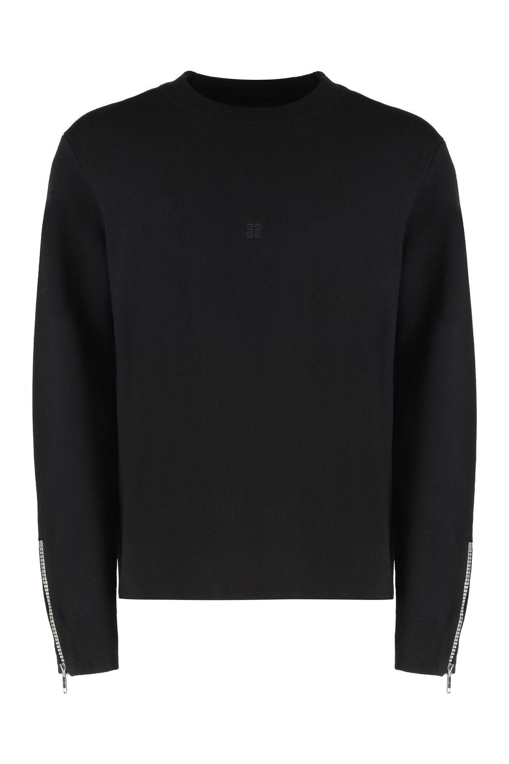 GIVENCHY Crew-Neck Wool Sweater with Zippered Cuffs