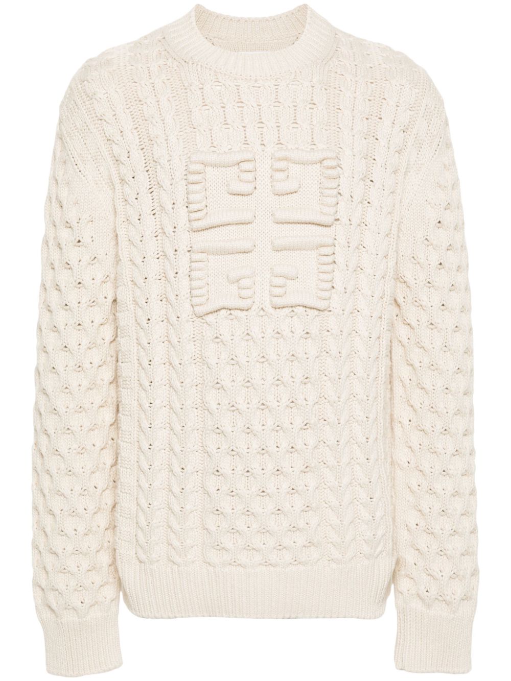 GIVENCHY Chunky Cable Knit Crewneck Sweater for Men