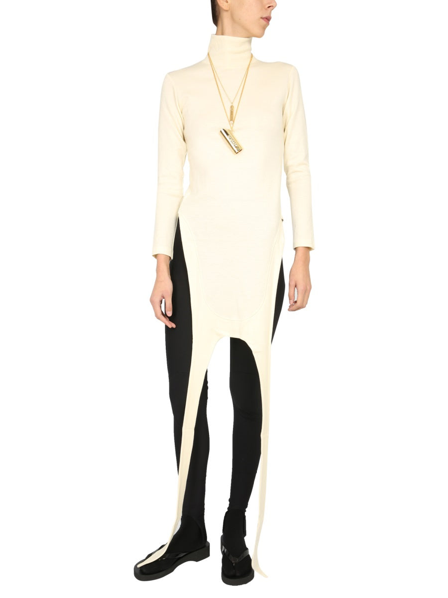 AMBUSH Chic Polo Neck 3/4 Sleeve Apron Sweater