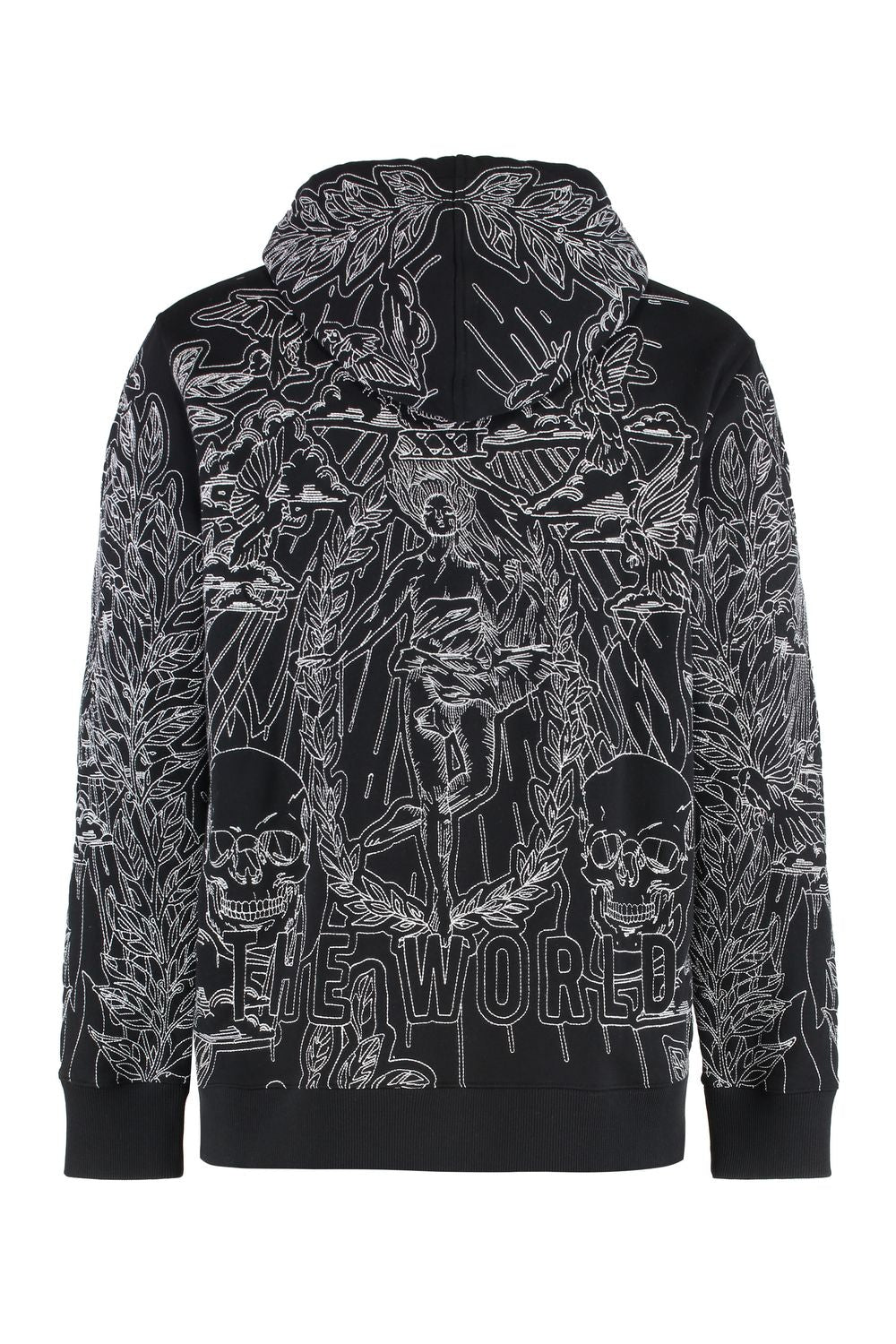 GIVENCHY Men's Cotton Full Zip Hoodie with Contrast Embroideries