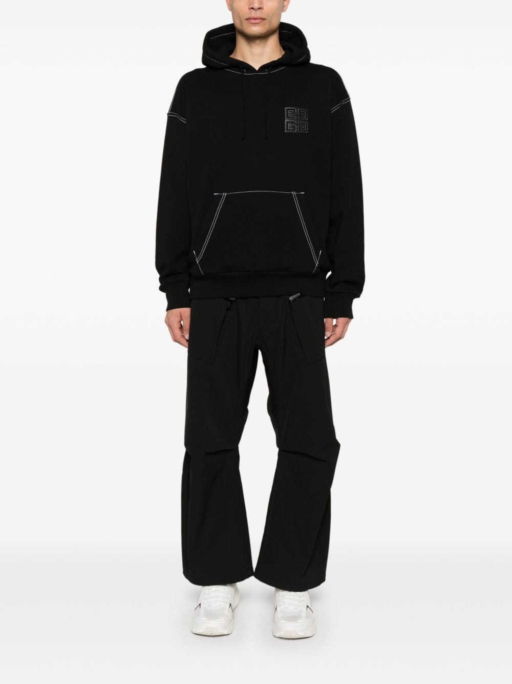 GIVENCHY Men's Cotton Hoodie with 4G Embossed Design