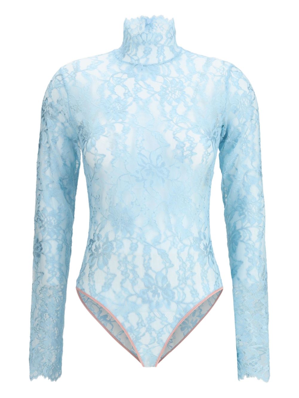 VALENTINO Floral Lace High Neck Bodysuit - Women’s Long Sleeves