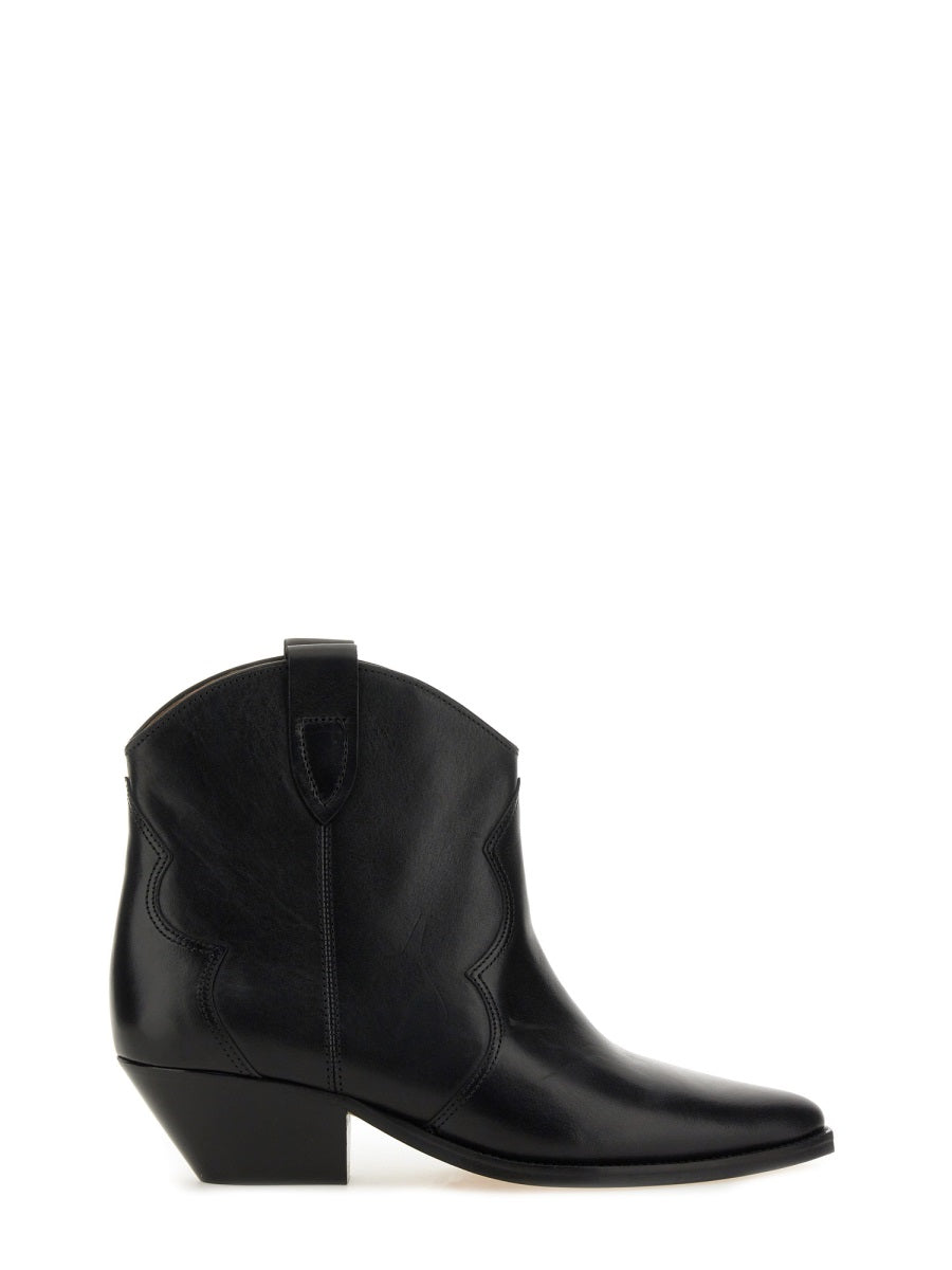 ISABEL MARANT Dewina Leather Ankle-Length Boots with Low Block Heel