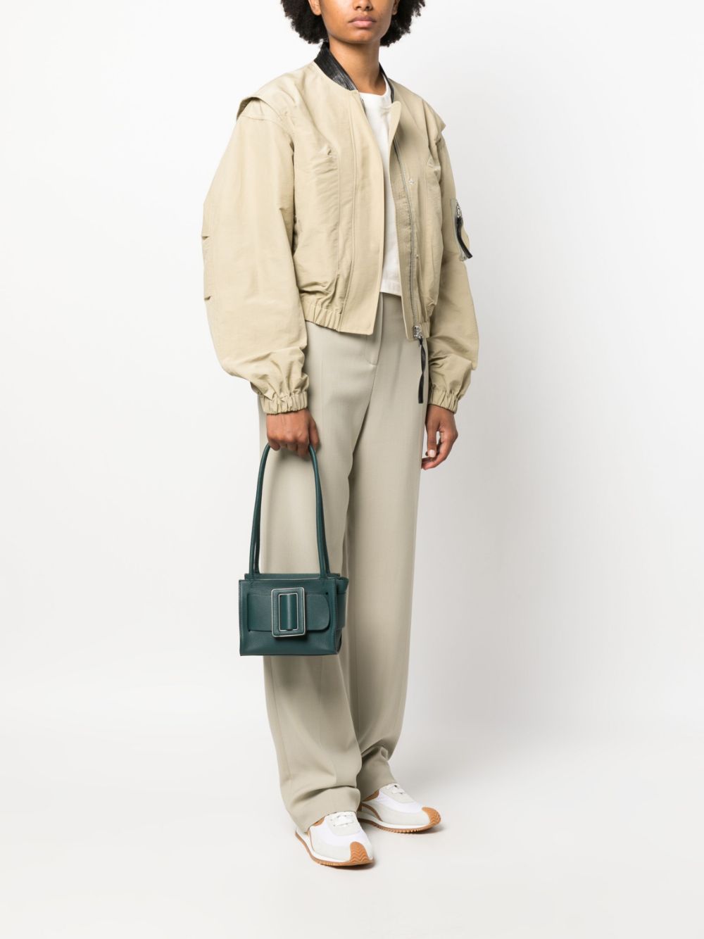 BOYY Mini Grained Leather Handbag with Decorative Buckle