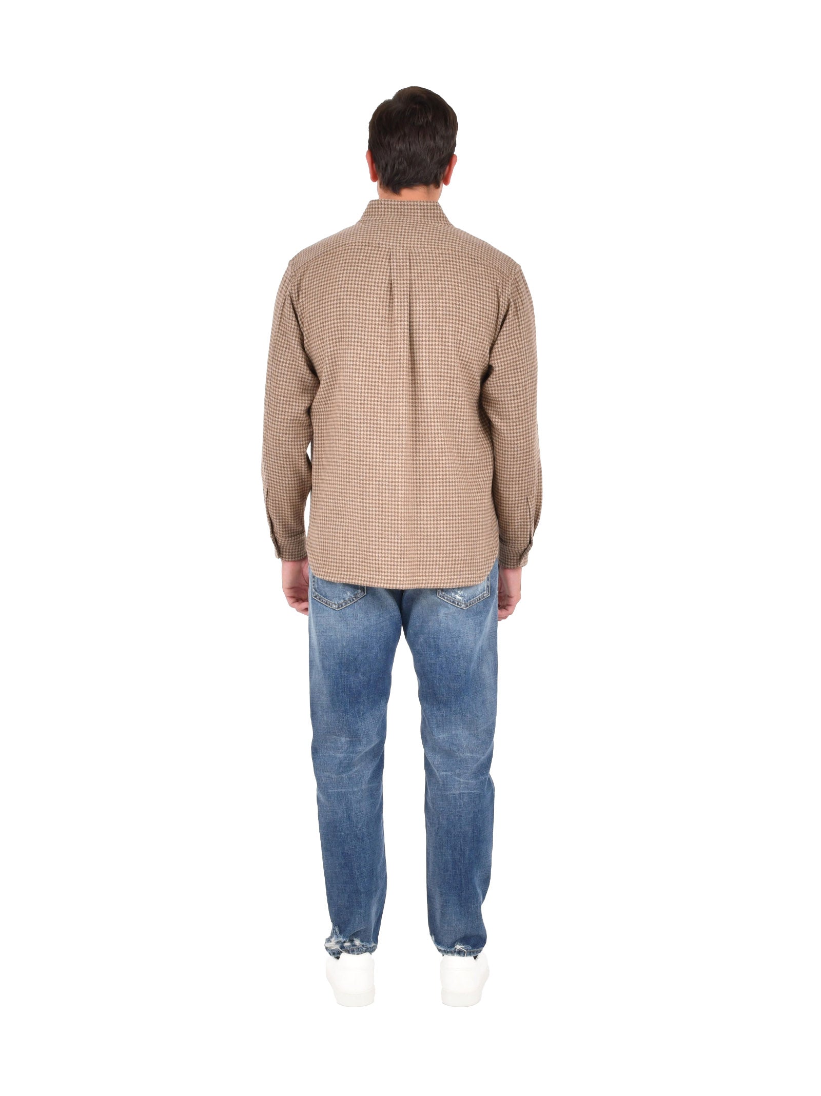 BOGLIOLI Elegant Houndstooth Overshirt with Guru Collar for Men