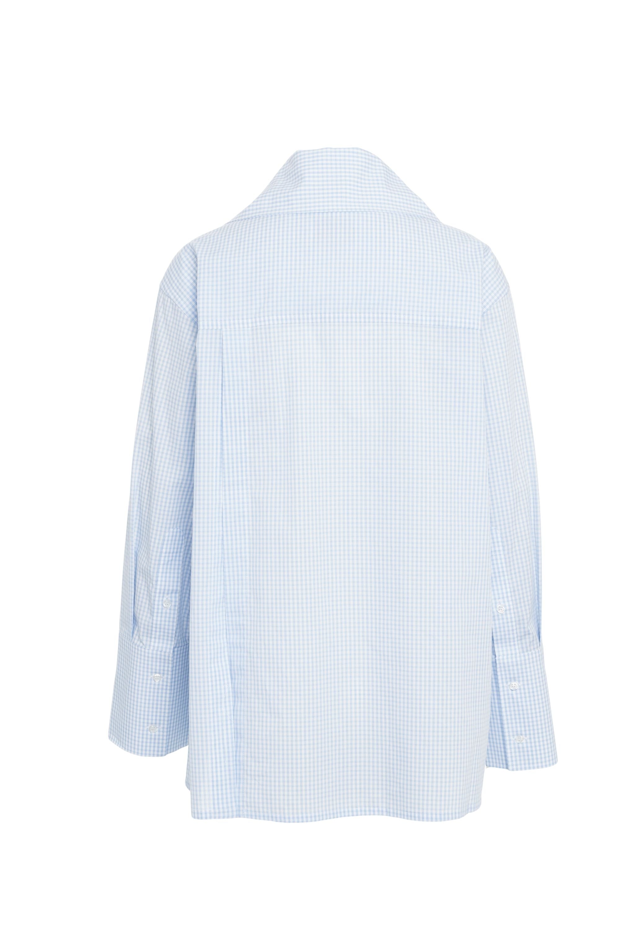 BOMBO STUDIO Checkered Oversized Blouse with Wide Collar