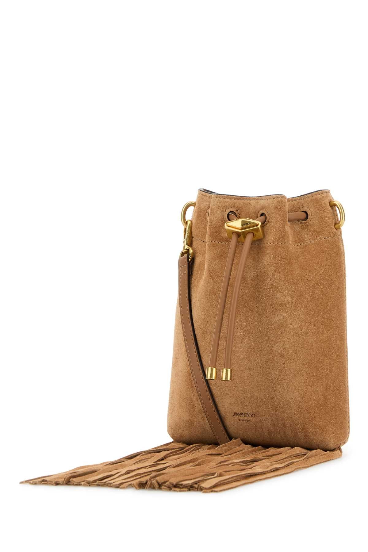 JIMMY CHOO Mini Suede Bon Bon Bucket Handbag