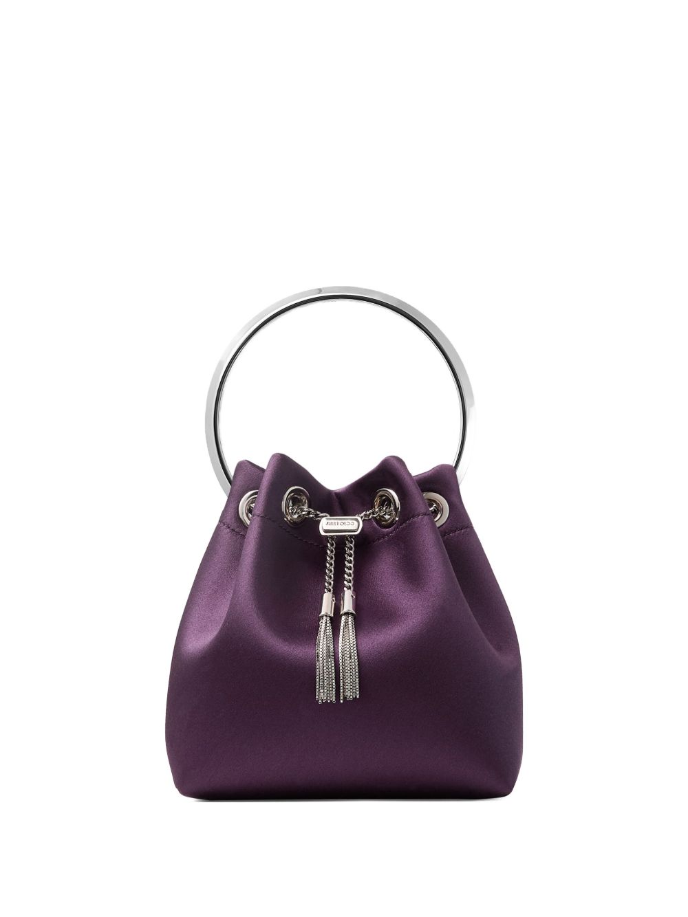 JIMMY CHOO Leather Bucket Handbag with Chain Shoulder Strap