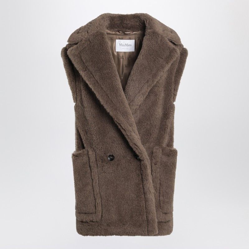 MAX MARA Double-Breasted Teddy Gilet in Alpaca and Wool