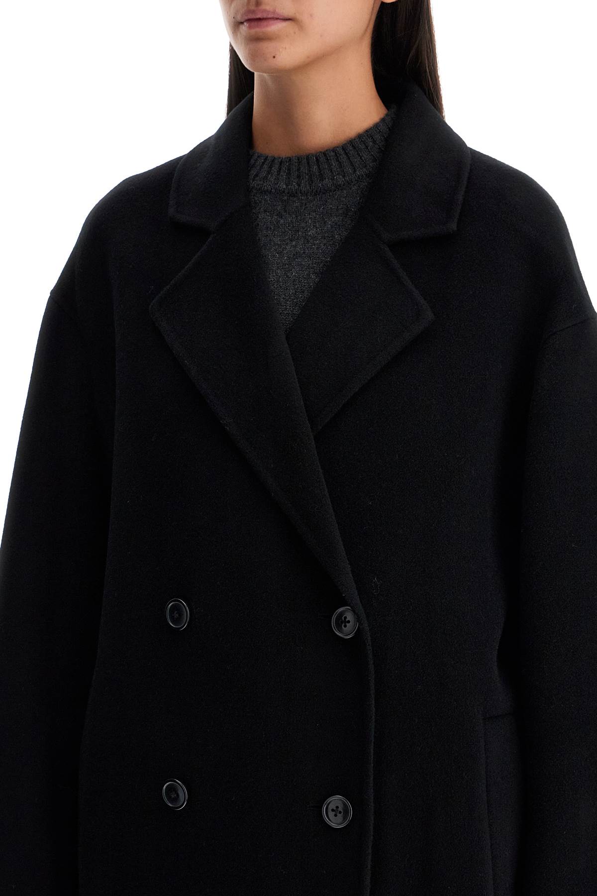 LOULOU Oversized Wool Jacket with Notched Lapel - Size S