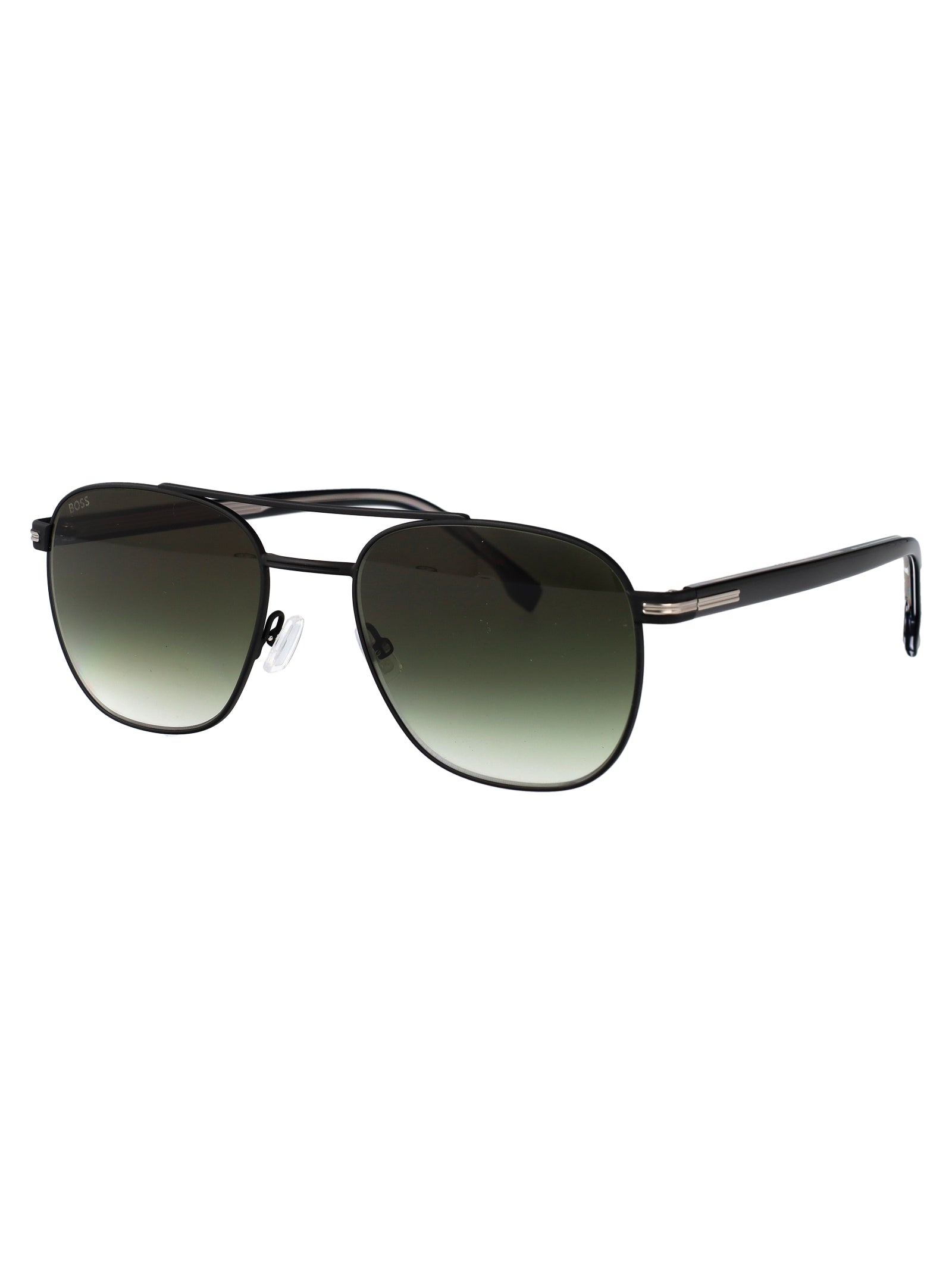 BOSS Matte Silver Black Stainless Steel Sunglasses for Men