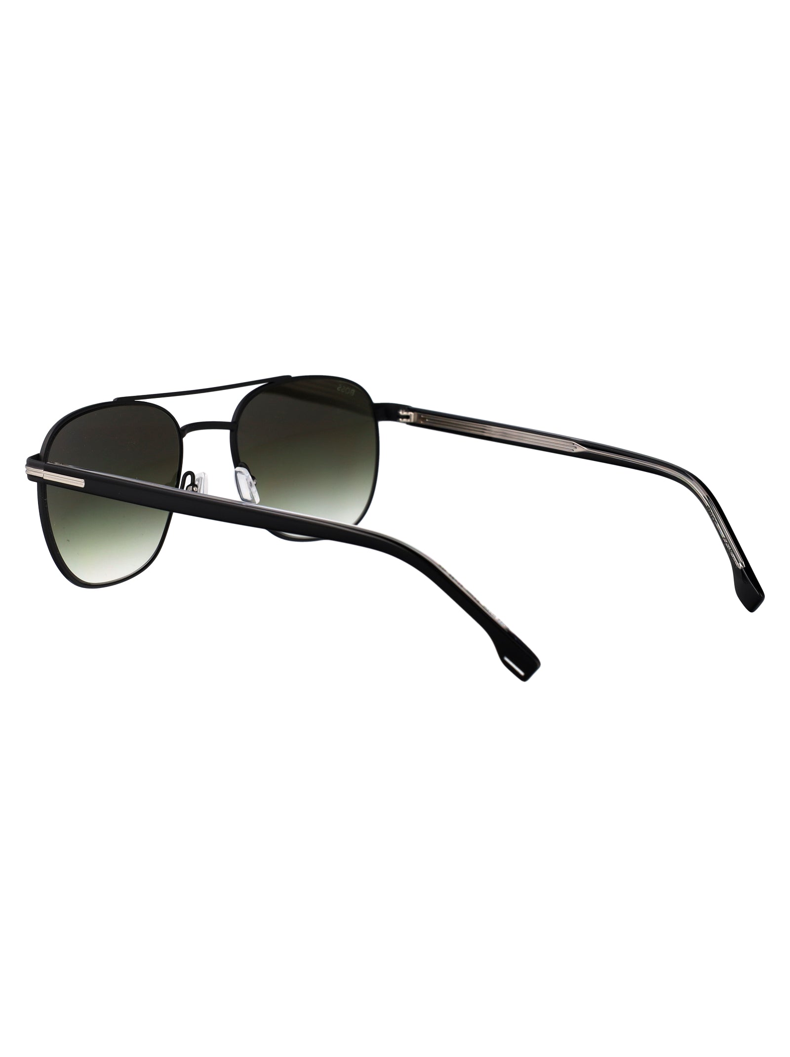 BOSS Matte Silver Black Stainless Steel Sunglasses for Men