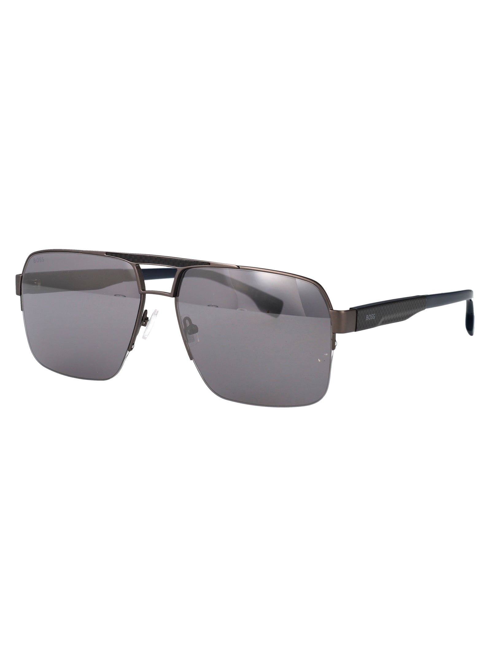 BOSS Matte Dark Ruthenium Stainless Steel Sunglasses for Men