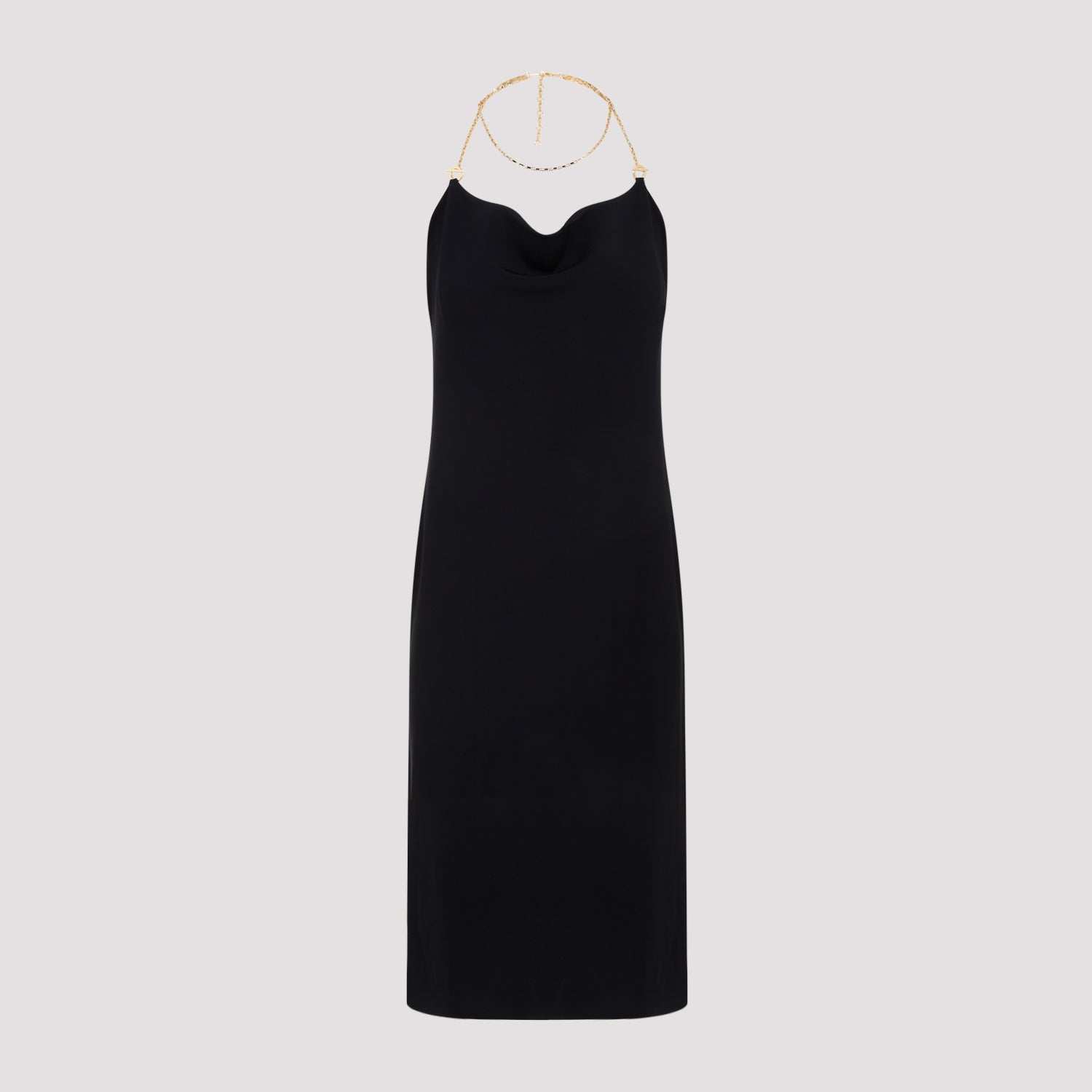 BOTTEGA VENETA Elegant Black Midi Dress with Spaghetti Straps