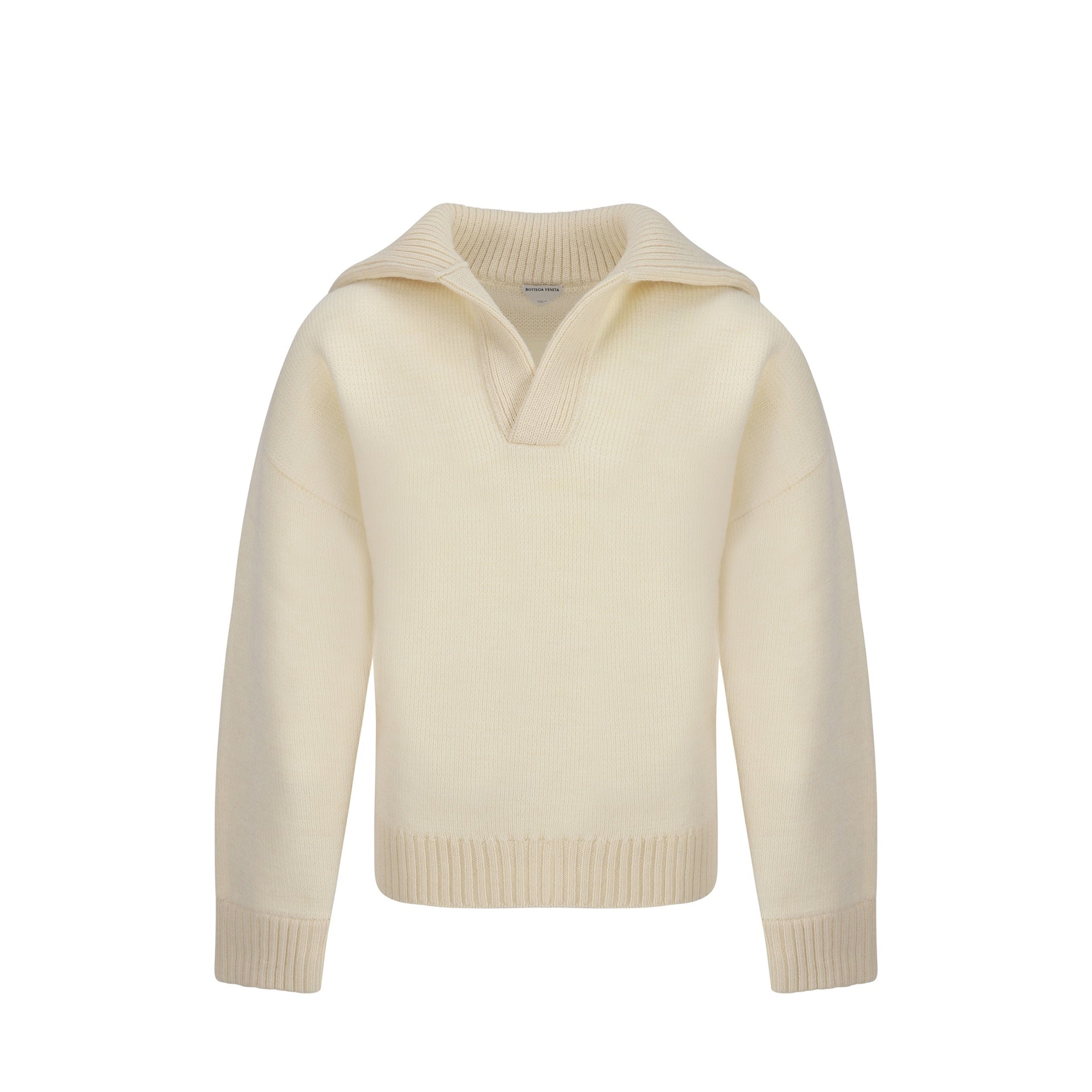 BOTTEGA VENETA Wool Sweater with V-Neck and Ribbed Trims