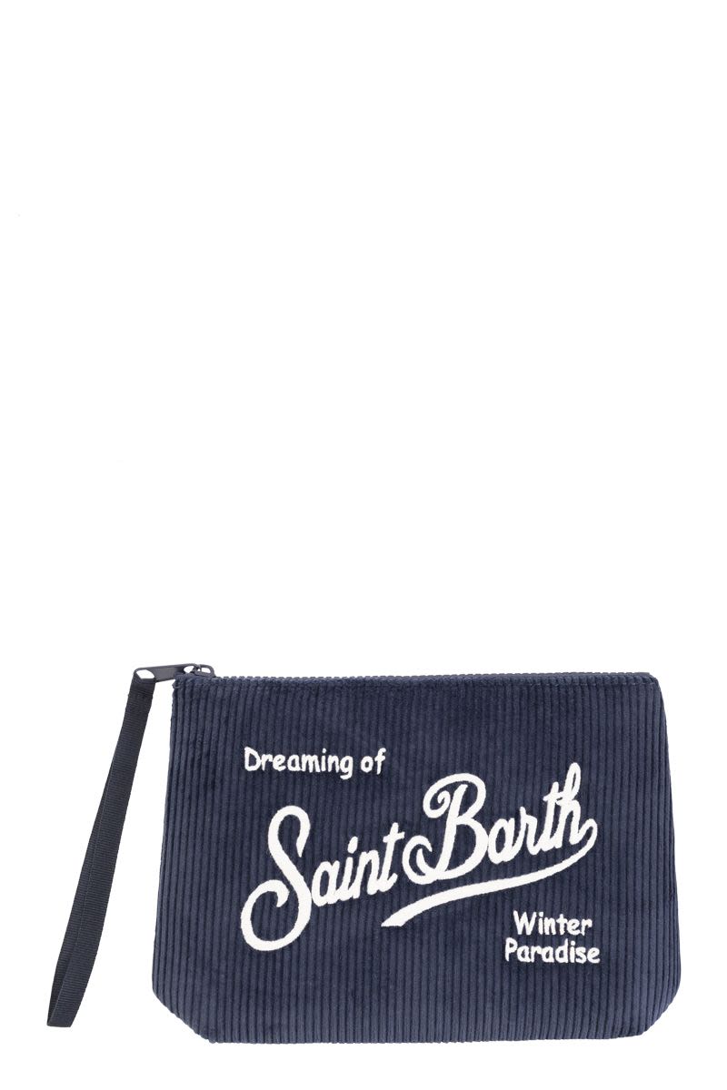 MC2 SAINT BARTH Merry Christmas Gift Box with Beanie and Corduroy Clutch Handbag - W 22.5 x H 16.5 CM
