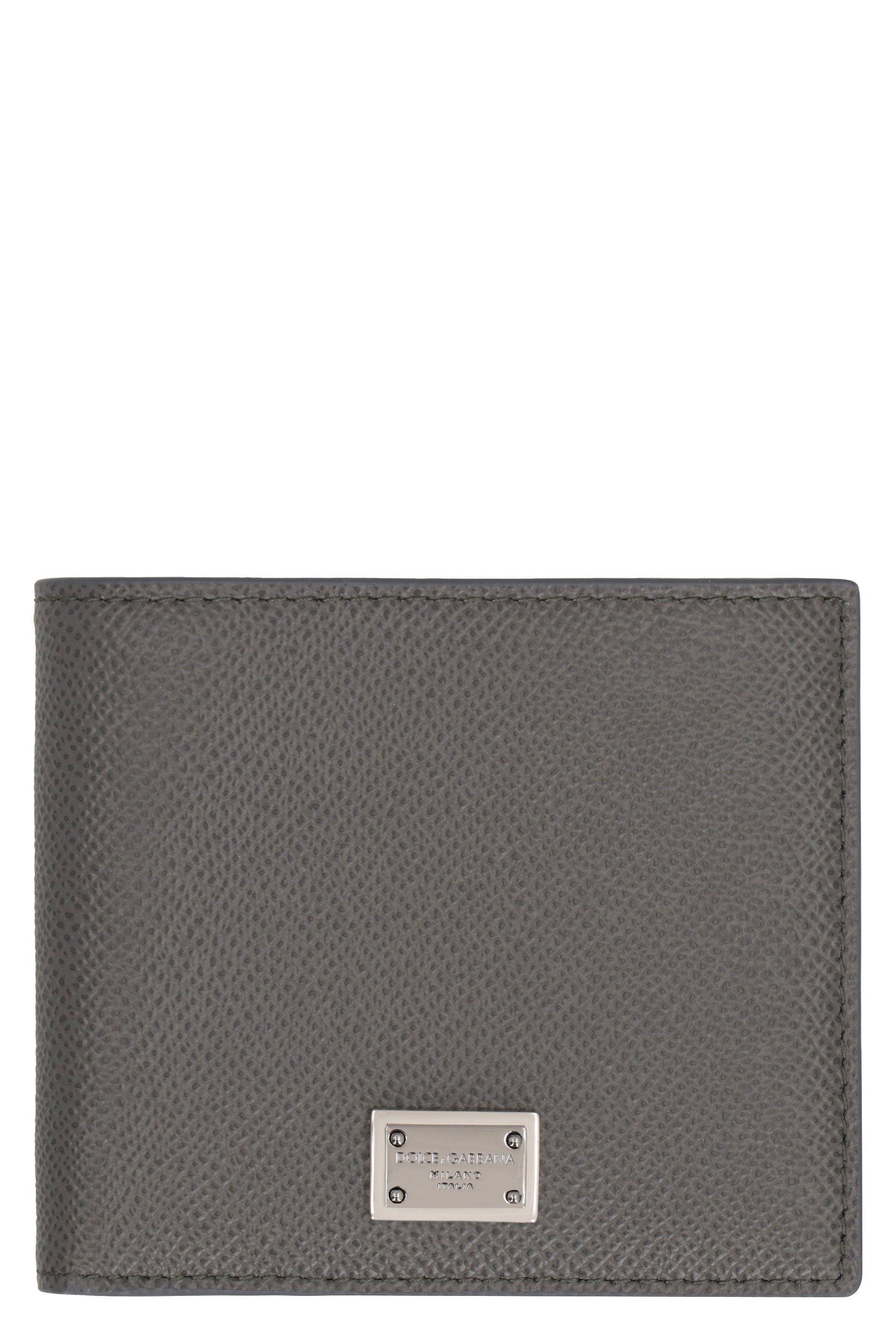 DOLCE & GABBANA Leather Flap-Over Wallet - Compact Size