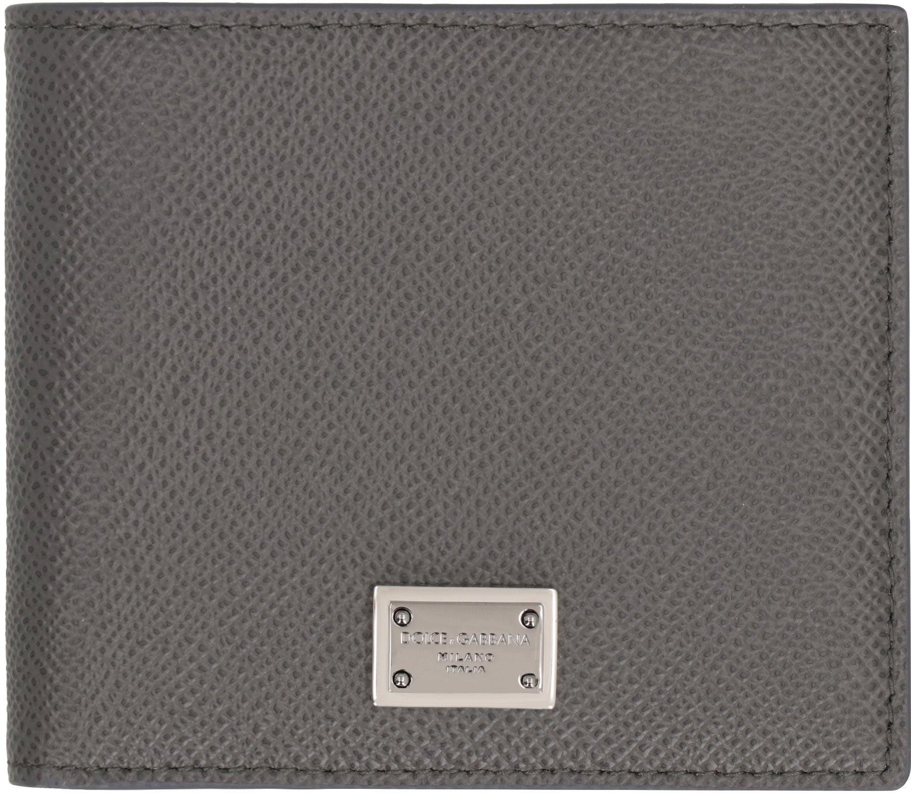 DOLCE & GABBANA Leather Flap-Over Wallet - Compact Size