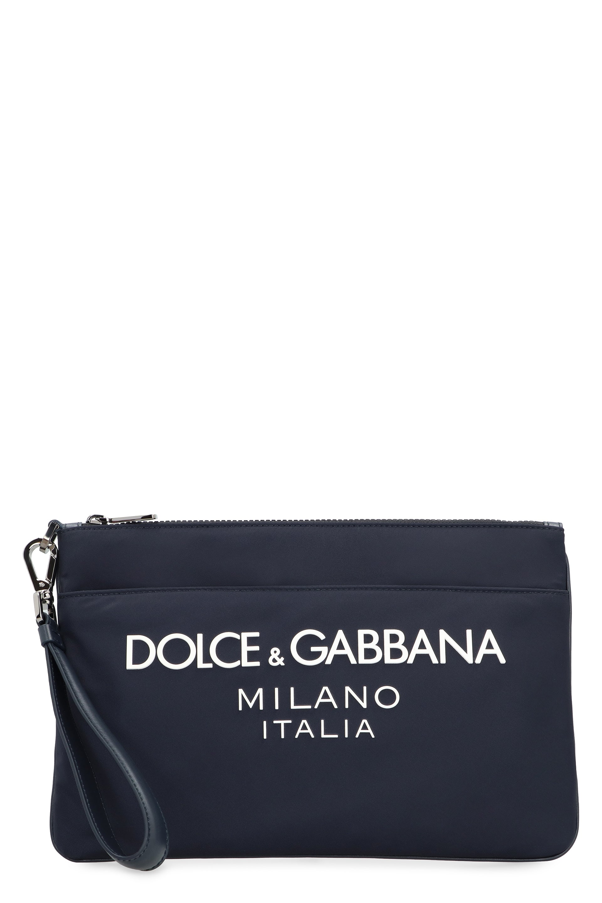 DOLCE & GABBANA Mini Nylon Pouch Handbag with Leather Details