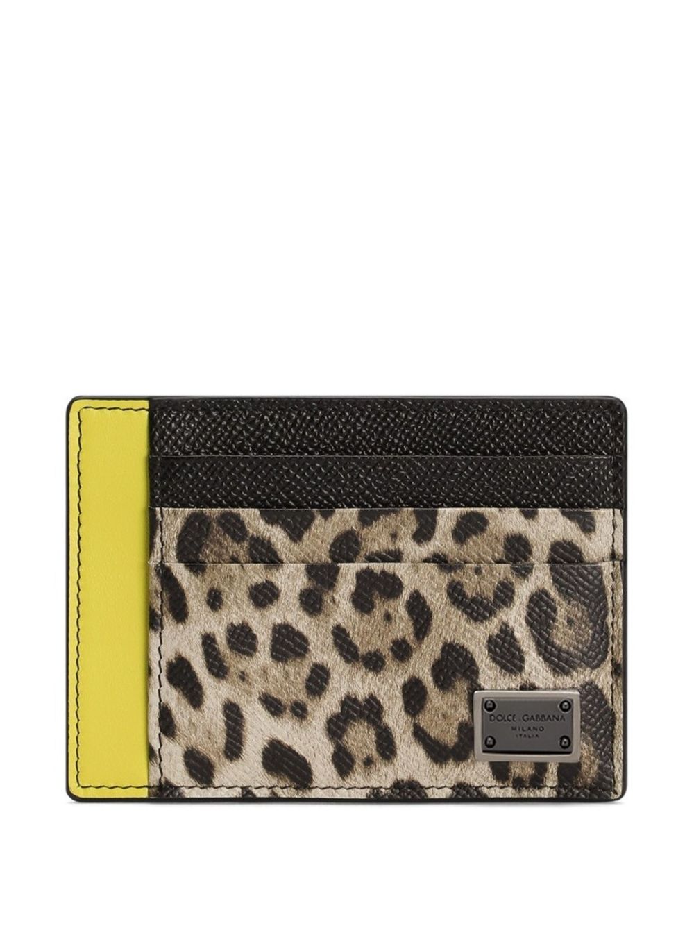 DOLCE & GABBANA Mini Leather Wallet with Leopard Print Design