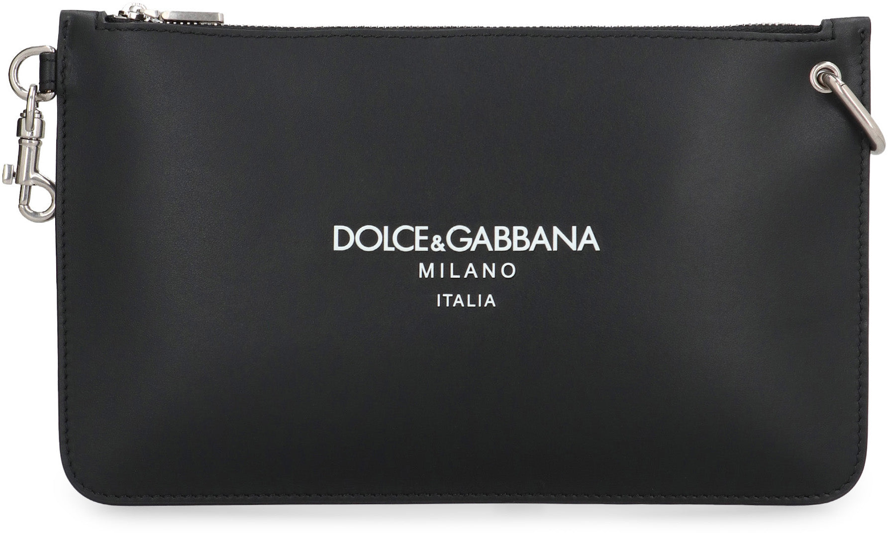 DOLCE & GABBANA Leather Flat Pouch Handbag - 24x14 cm