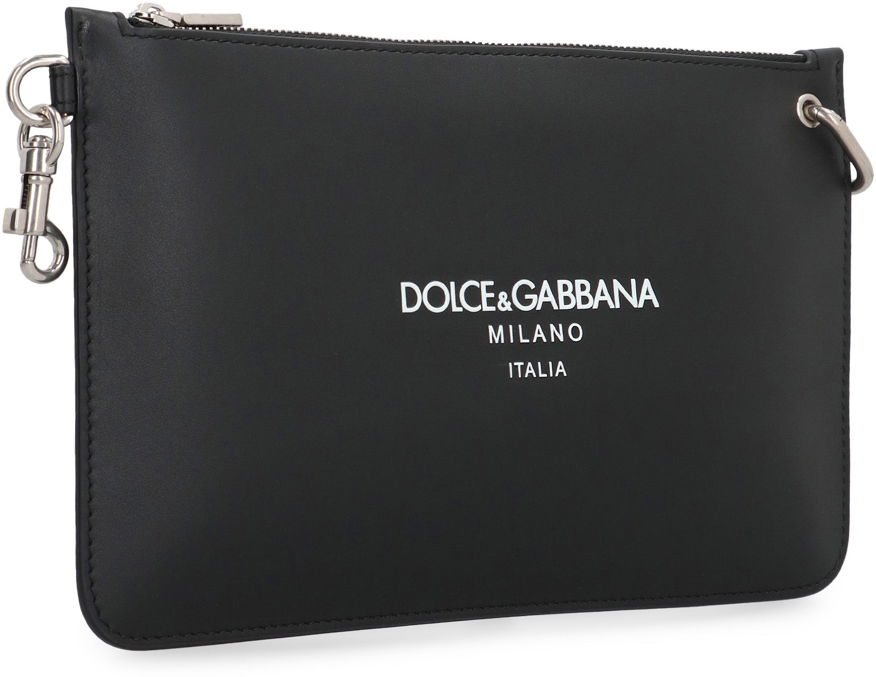 DOLCE & GABBANA Leather Flat Pouch Handbag - 24x14 cm