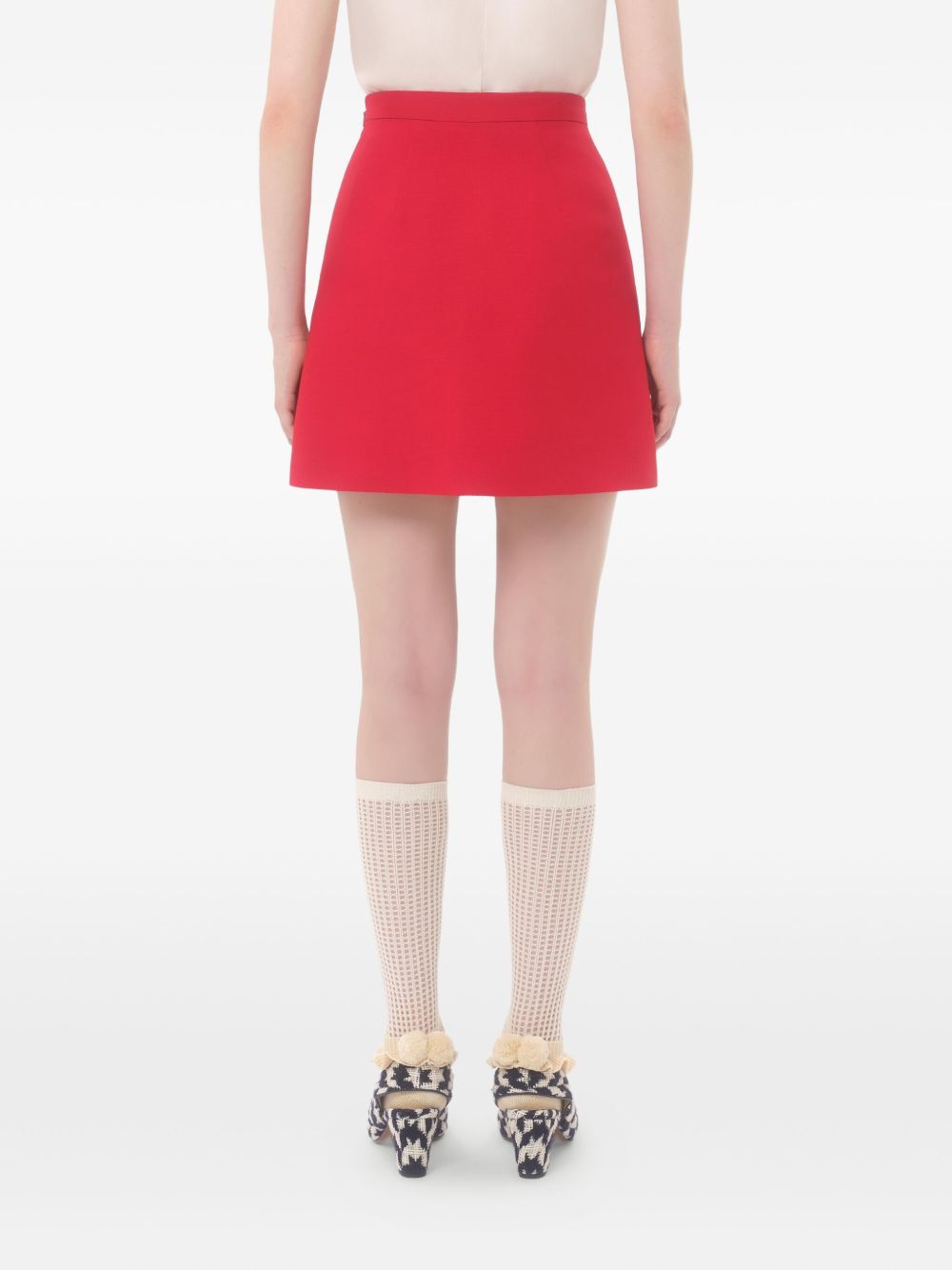 VALENTINO Wool and Silk Mini Skirt with Heart Motif
