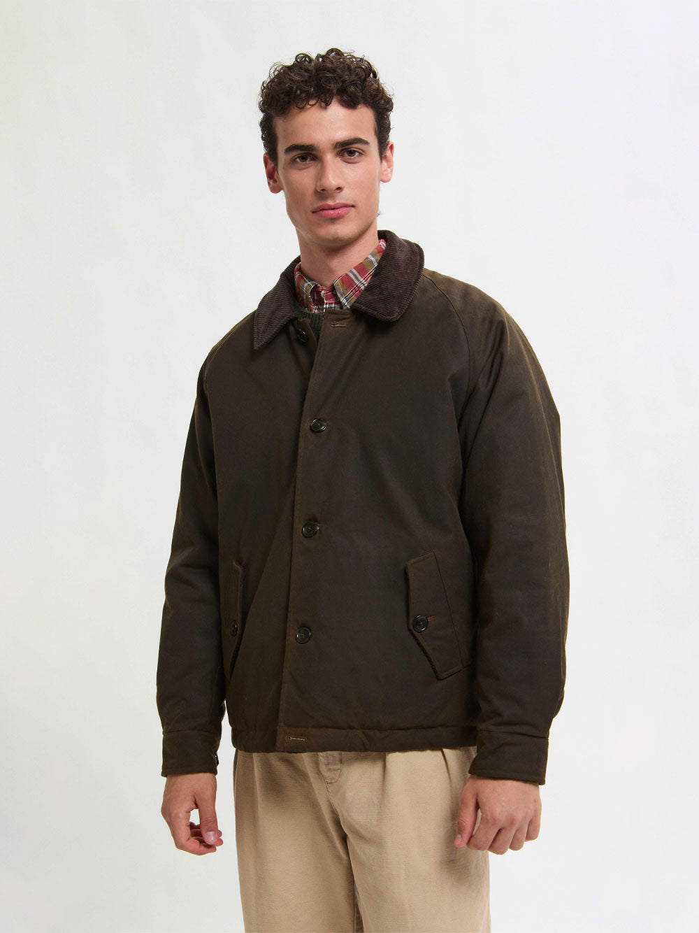 BARACUTA Waxed Deck Jacket with Teddy Bear Lining for Men