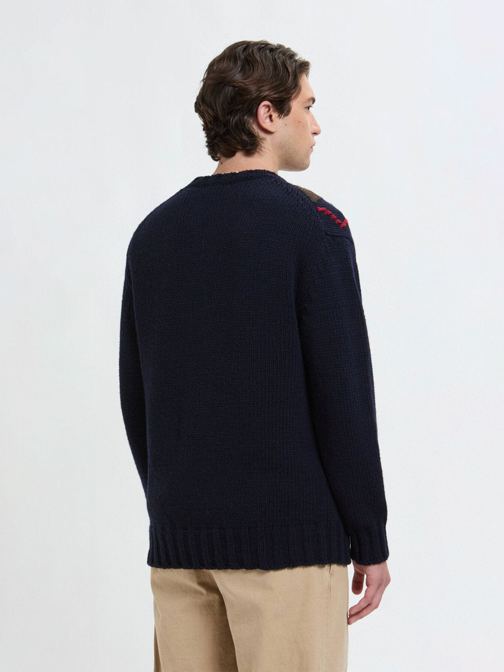 BARACUTA Oversized Argyle Crewneck Sweater