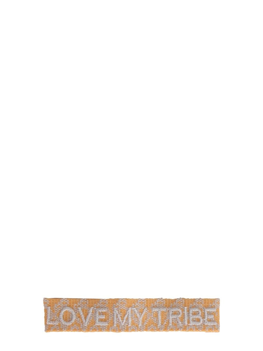 LABEL K Braided Fabric Bracelet with Embroidery - I Love My Tribe
