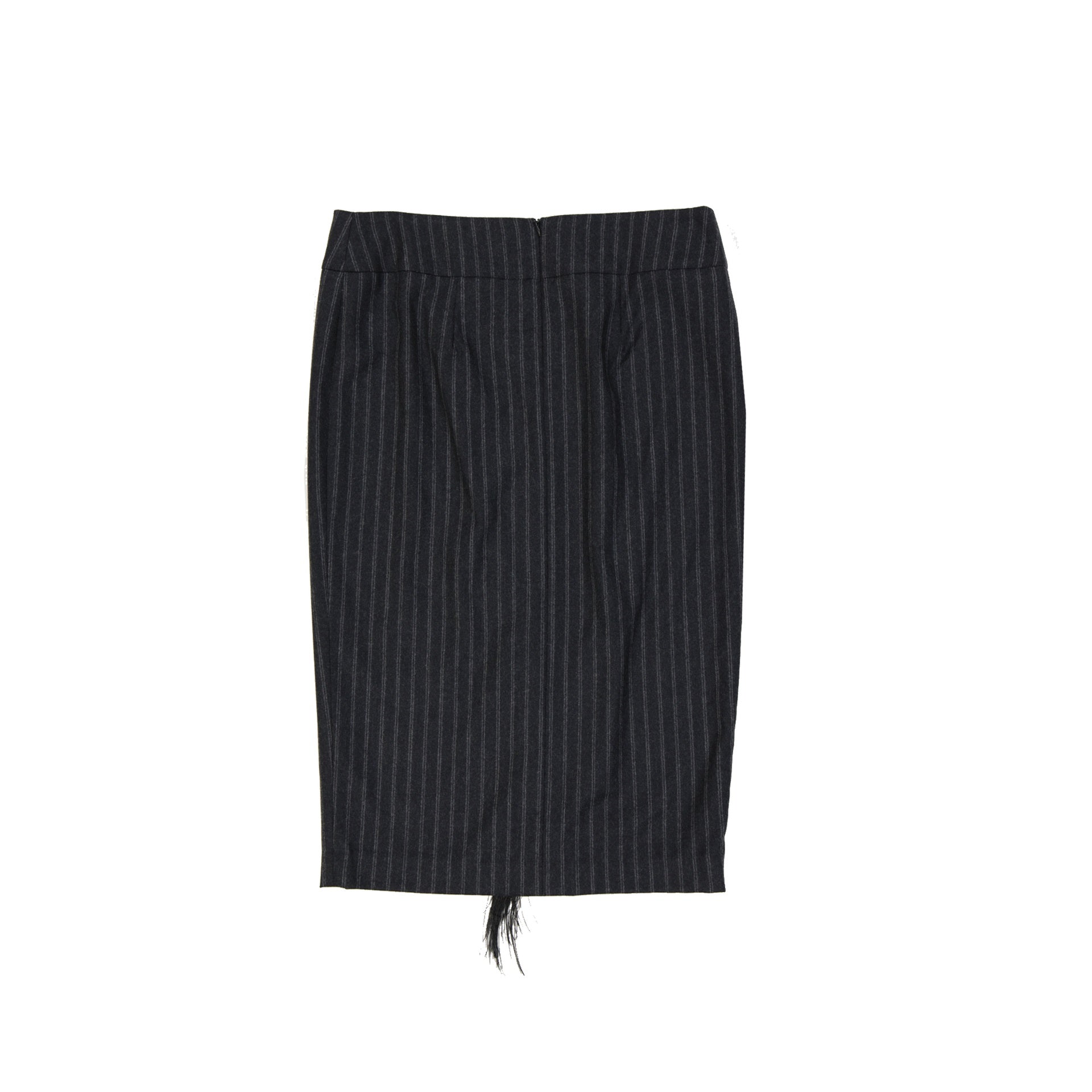 BRUNELLO CUCINELLI Wool Striped Skirt with Deep Vent for Women