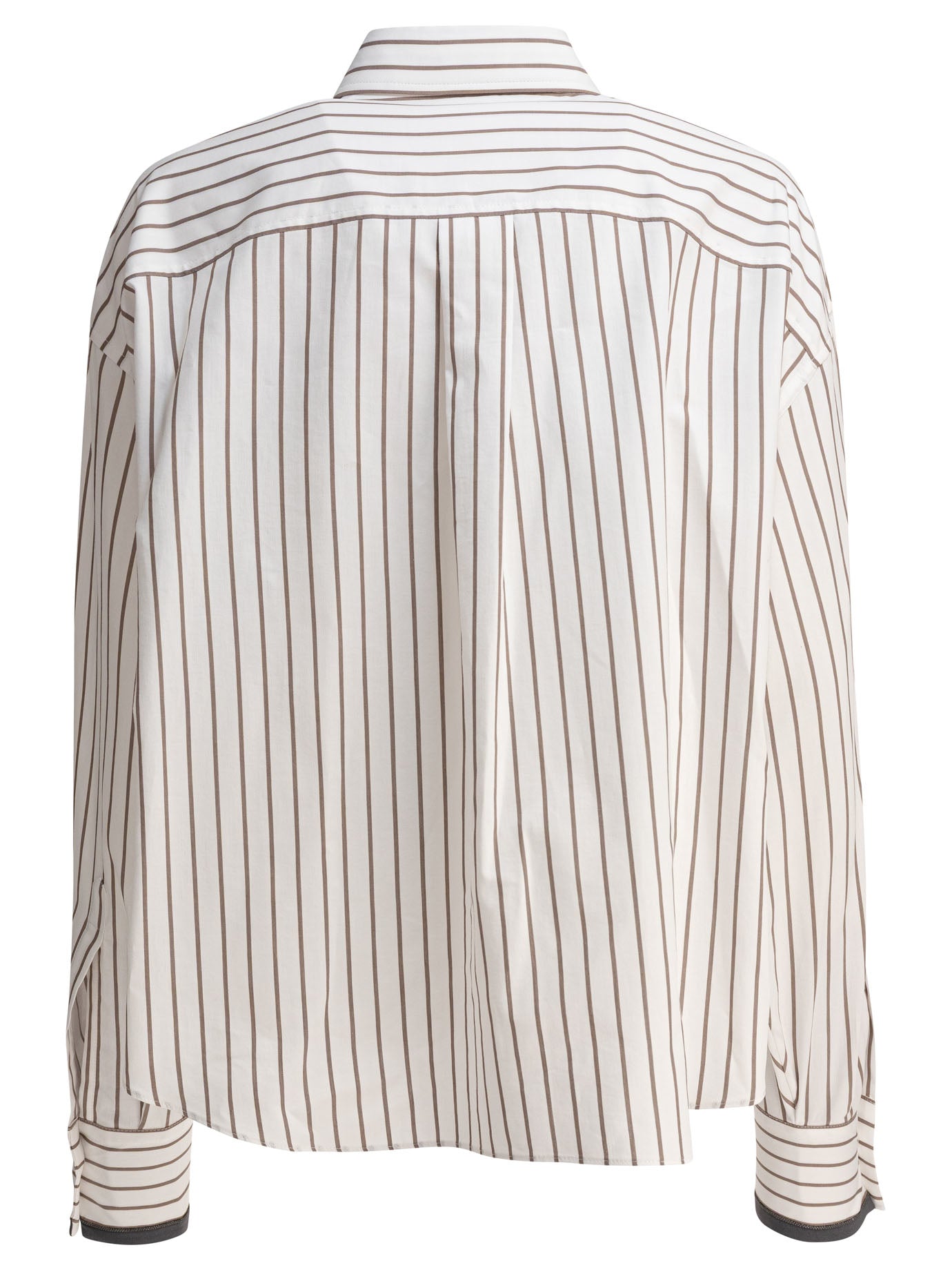 BRUNELLO CUCINELLI Elegant Cotton Twill Shirt with Shiny Cuffs for Women